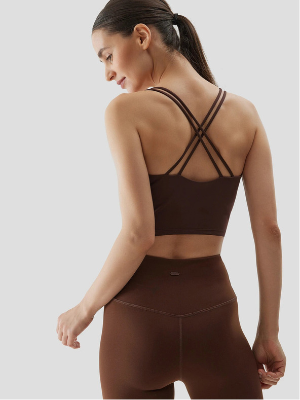 4F Дамски рециклиран топ за йога 4F - кафяв