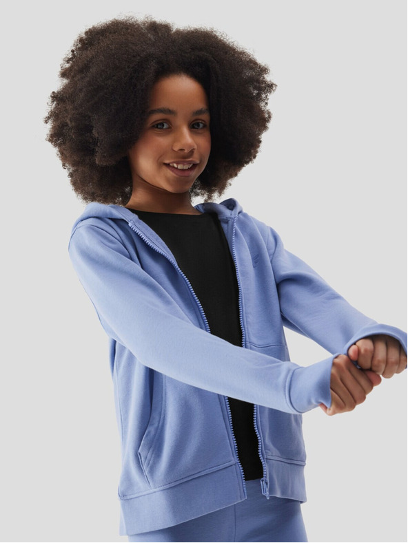 4F Суитшърт с качулка за момичета 4F - тъмно син