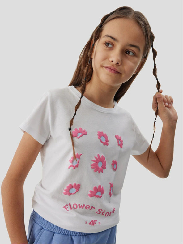 4F Тениска от органичен памук за момичета 4F