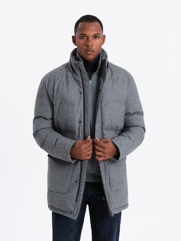 Ombre Clothing Мъжко дълго топло яке тип "парка" с вълна Ombre Облекло