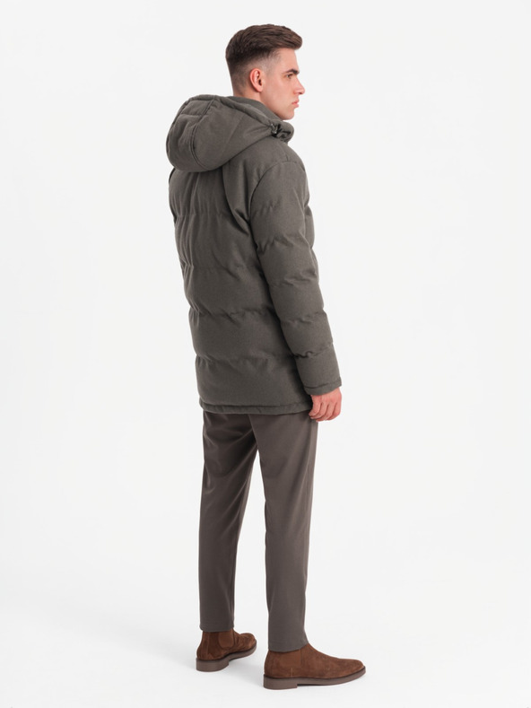 Ombre Clothing Мъжко дълго топло яке тип "парка" с вълна Ombre Облекло