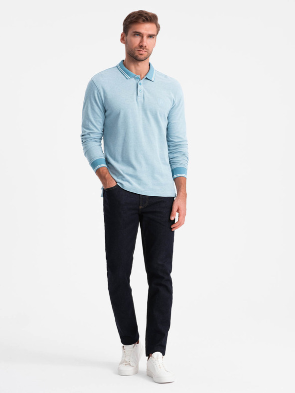 Ombre Clothing Мъжка поло риза с дълъг ръкав Ombre Clothing