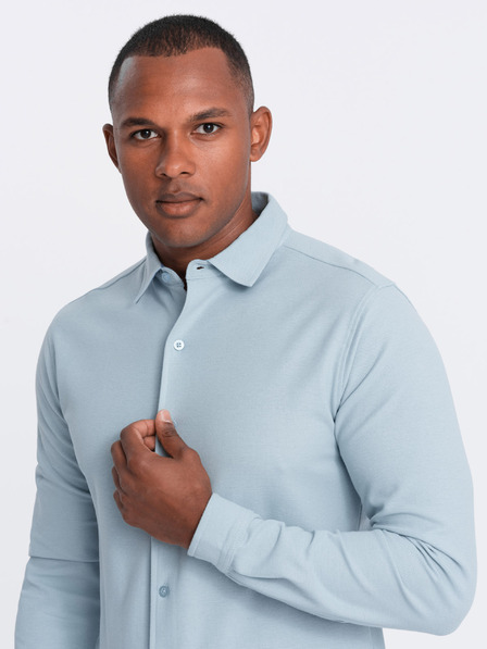 Ombre Clothing Мъжка плетена риза с тънък ръкав Ombre Clothing