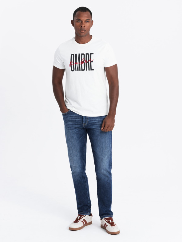 Ombre Clothing Мъжка памучна тениска с деликатна бродерия Ombre Clothing