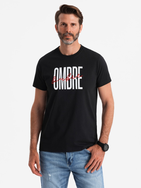 Ombre Clothing Мъжка памучна тениска с деликатна бродерия Ombre Clothing