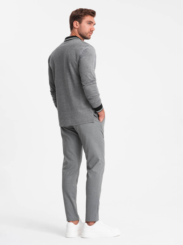 Ombre Clothing Мъжка поло блуза с дълъг ръкав и бродирана щампа Ombre Clothing