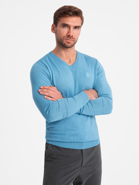 Ombre Clothing Елегантен мъжки пуловер BASIC с V-образно деколте Омбре Облекло