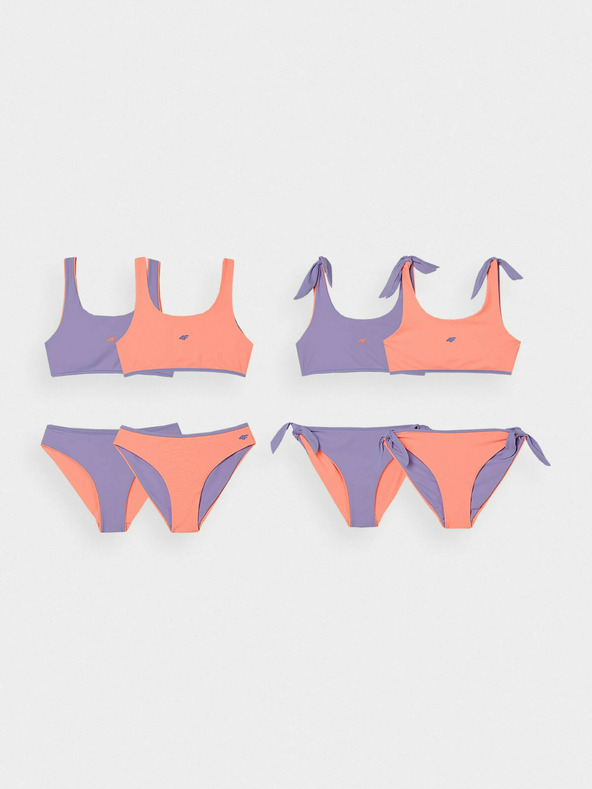 4F Момичешки бански от две части 4F - коралов/лилав