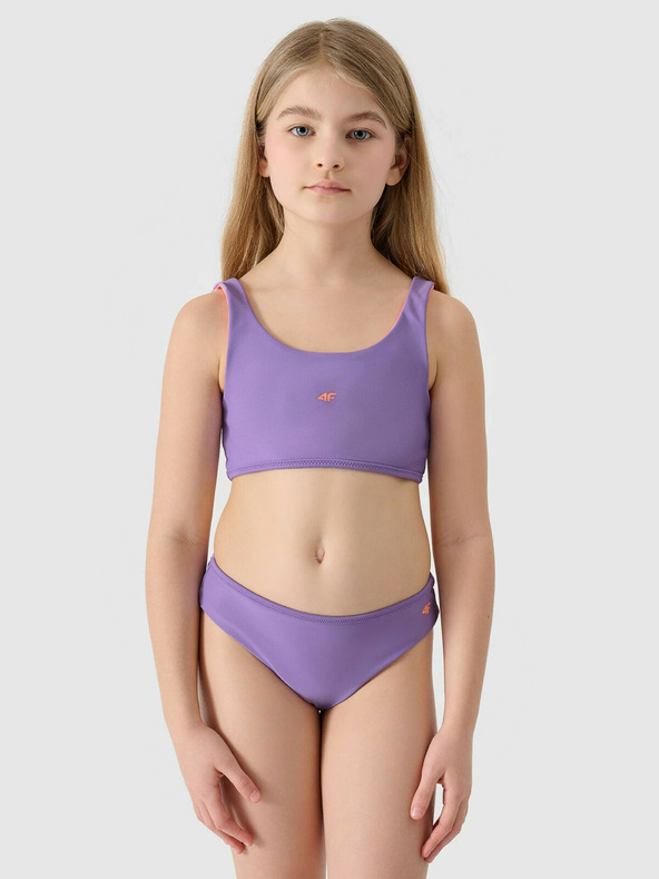 4F Момичешки бански от две части 4F - коралов/лилав