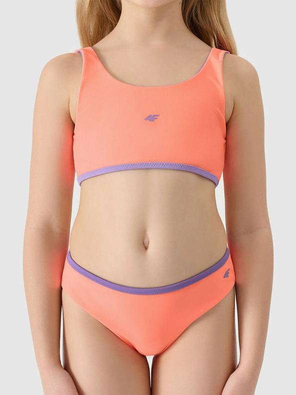 4F Момичешки бански от две части 4F - коралов/лилав