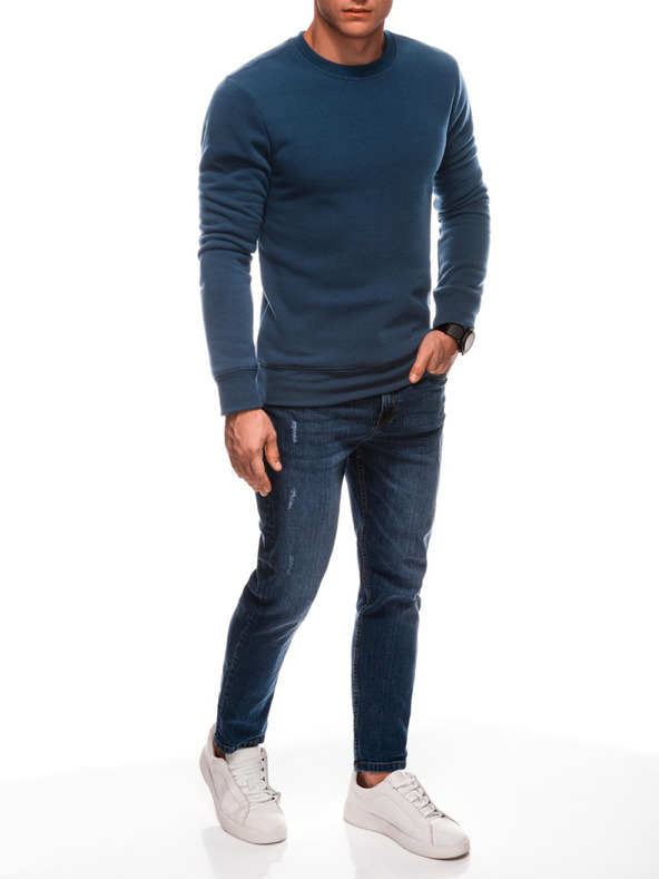 Edoti Мъжки едноцветен суитшърт BASIC с кръгло деколте Edoti