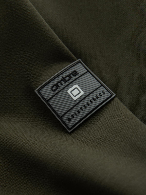 Ombre Clothing Мъжки памучен бомбър суитшърт с цип каки Ombre Облекло