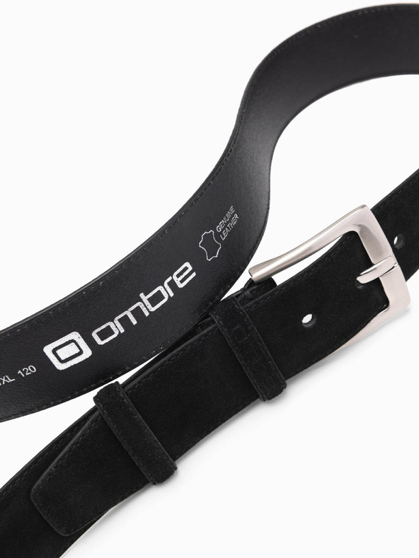 Ombre Clothing Мъжки едноцветен колан от естествен велур черен Ombre Clothing