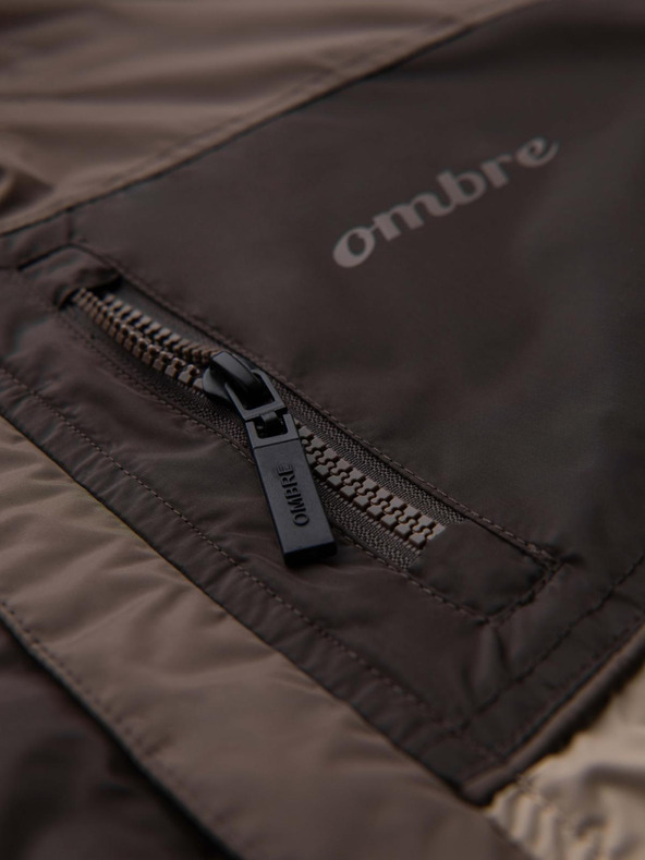 Ombre Clothing Мъжко леко цветно спортно яке с полар бежово Ombre Clothing