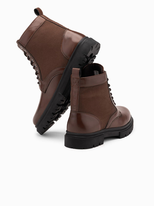 Ombre Clothing Мъжки високи обувки с трапер от свързани материали кафяво Ombre Clothing