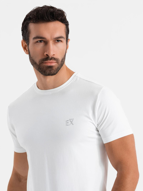 Ombre Clothing Мъжка тениска SLIM FIT с еластан и щампа white Ombre Clothing