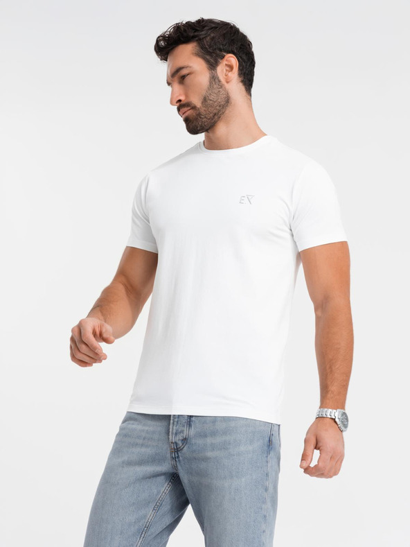 Ombre Clothing Мъжка тениска SLIM FIT с еластан и щампа white Ombre Clothing