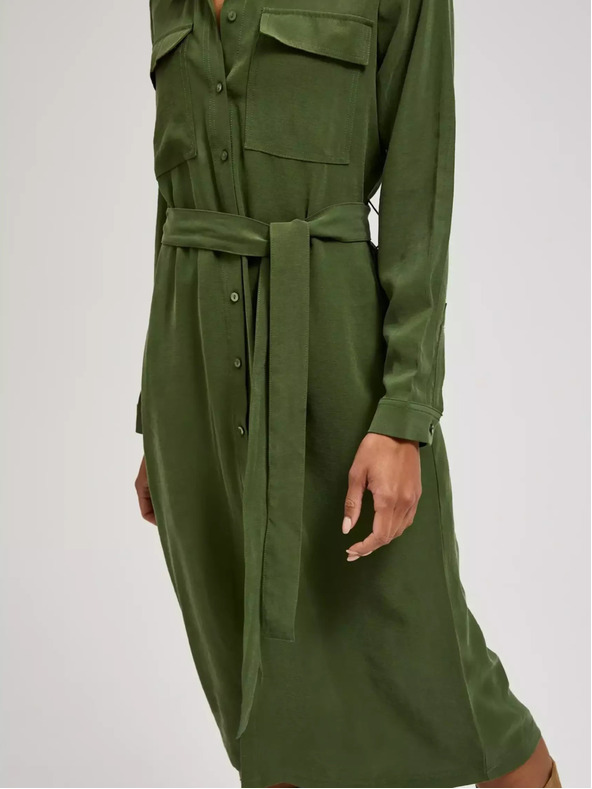 Moodo Рокля с риза в цвят каки с дълги ръкави Moodo