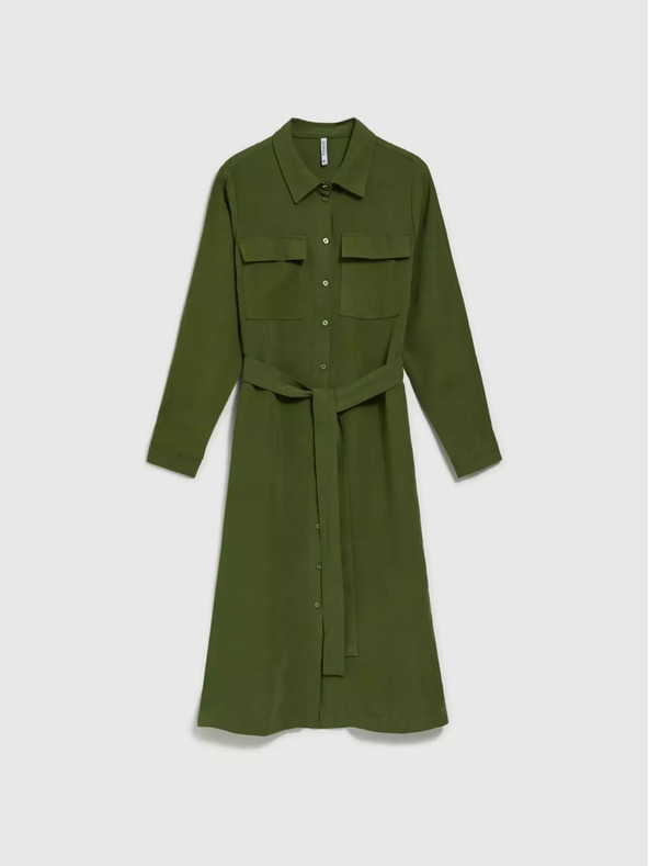 Moodo Рокля с риза в цвят каки с дълги ръкави Moodo