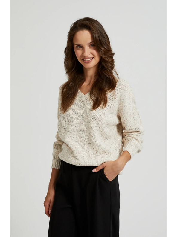 Moodo Бежов дамски пуловер Moodo