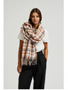 Moodo Бяло и кафяво дамско карирано шалче Moodo