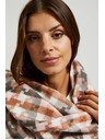 Moodo Бяло и кафяво дамско карирано шалче Moodo