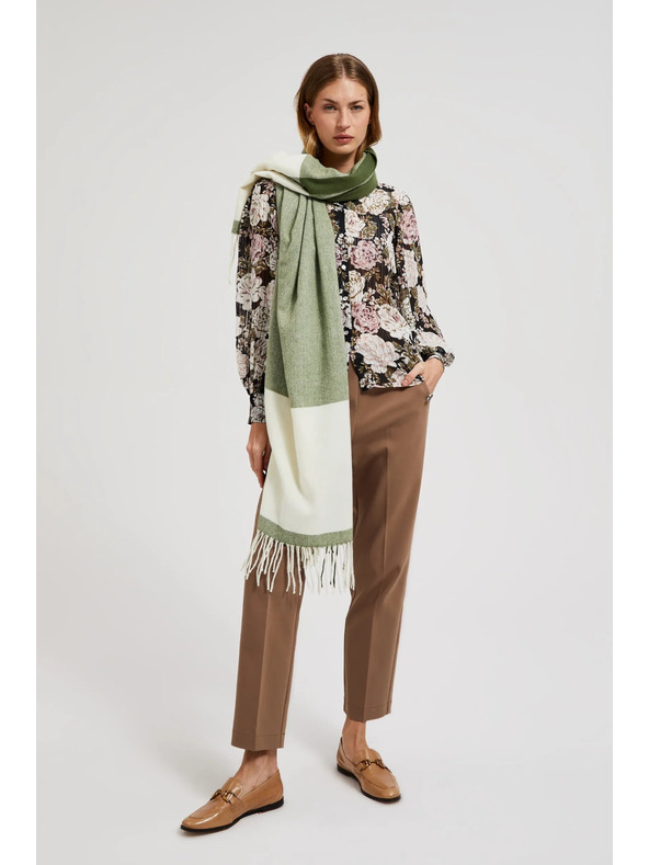 Moodo Бяло-зелен дамски шал Moodo