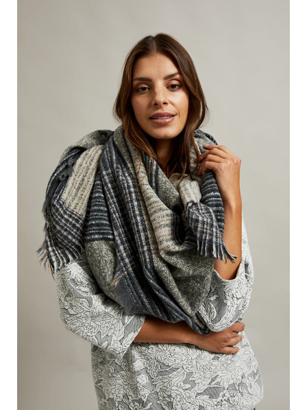 Moodo Бежово-сив дамски шал Moodo