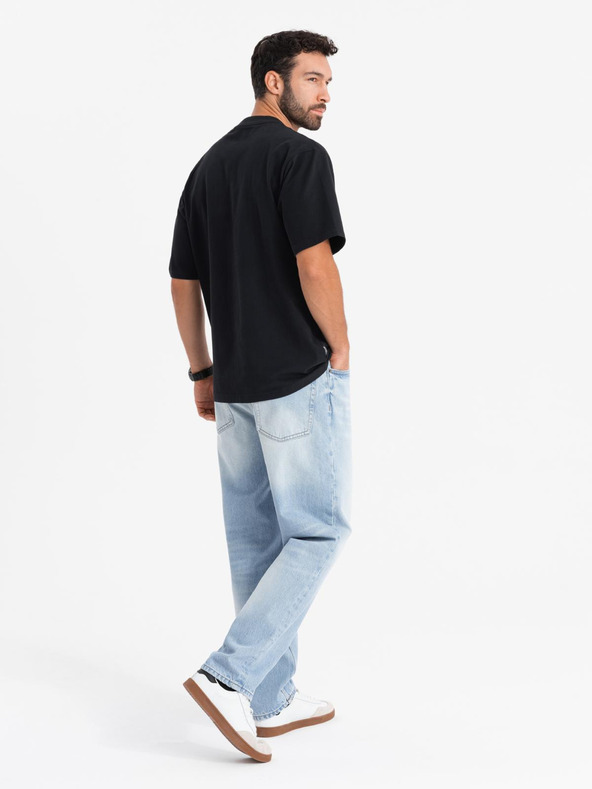 Ombre Clothing Мъжка тениска LOOSE FIT с джоб черно Ombre Clothing