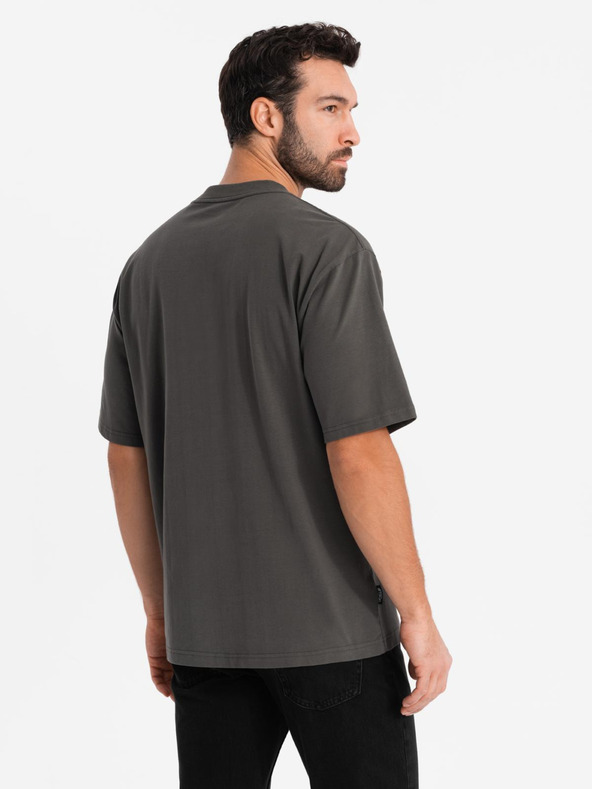 Ombre Clothing Мъжка тениска LOOSE FIT с джоб в цвят каки Ombre Clothing