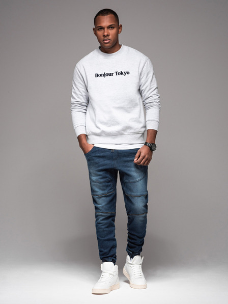 Ombre Clothing Мъжки панталони JOGGERY с джобове за товари с цип сини Ombre Clothing