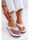BIG STAR SHOES Дамски джапанки на клин Big Star бели