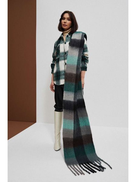 Moodo Синьо-сив дамски кариран шал Moodo