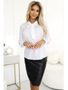 numoco Бяла дамска блуза с дълъг ръкав и връзка отпред Numoco