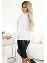 numoco Бяла дамска блуза с дълъг ръкав и връзка отпред Numoco