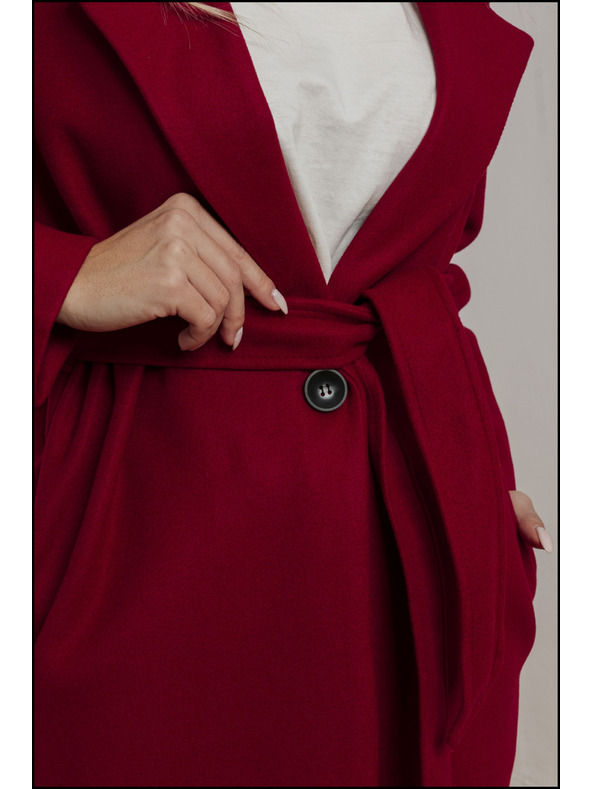 Edoti Червено дамско палто с колан Edoti