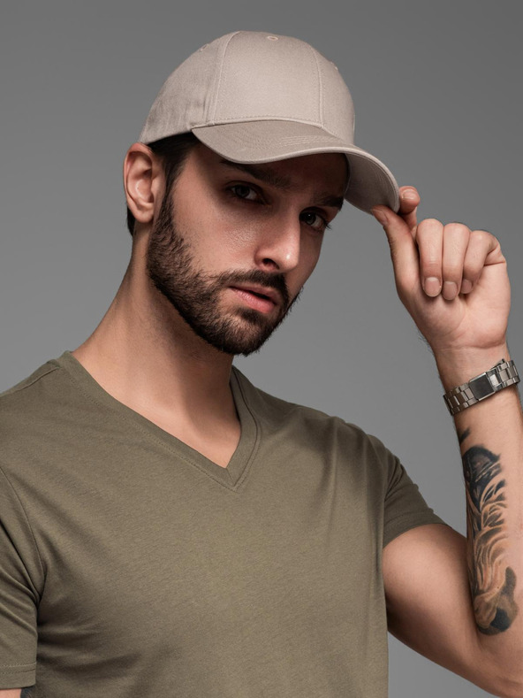 Ombre Clothing Мъжка бейзболна шапка с декоративна бродерия в бежово Ombre Clothing