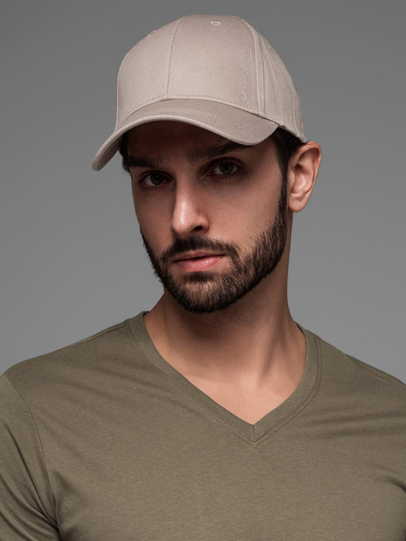 Ombre Clothing Мъжка бейзболна шапка с декоративна бродерия в бежово Ombre Clothing