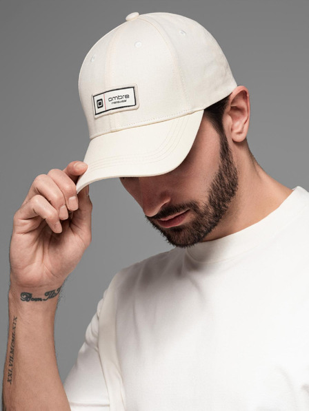 Ombre Clothing Мъжка бейзболна шапка с козирка и лепенка кремава Ombre Clothing