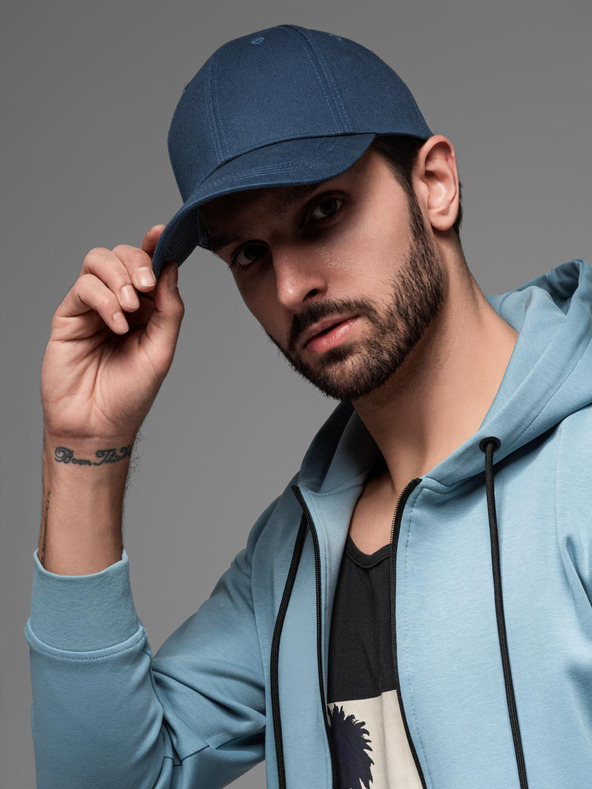 Ombre Clothing Мъжка едноцветна шапка синьо Ombre Clothing