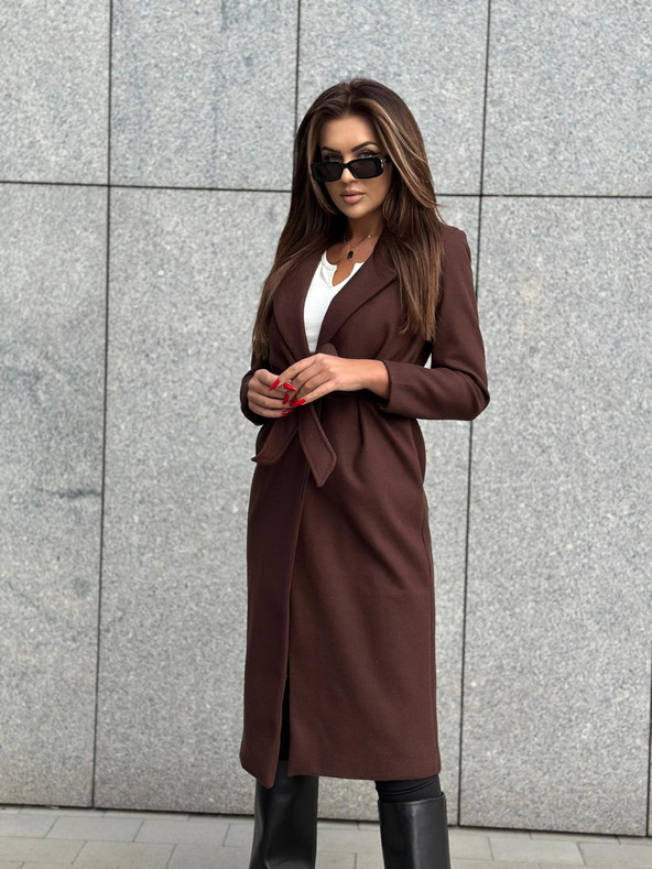 Edoti Кафяво дамско палто с колан Edoti