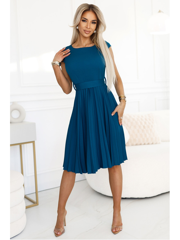 numoco Класическа рокля с къс ръкав и колан Numoco