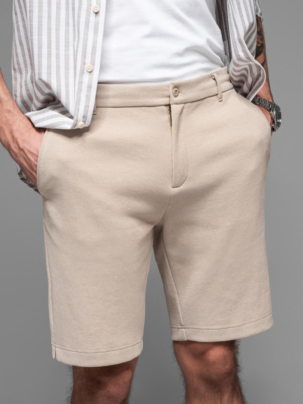 Ombre Clothing Мъжки памучни спортни панталони BASIC beige Ombre Облекло