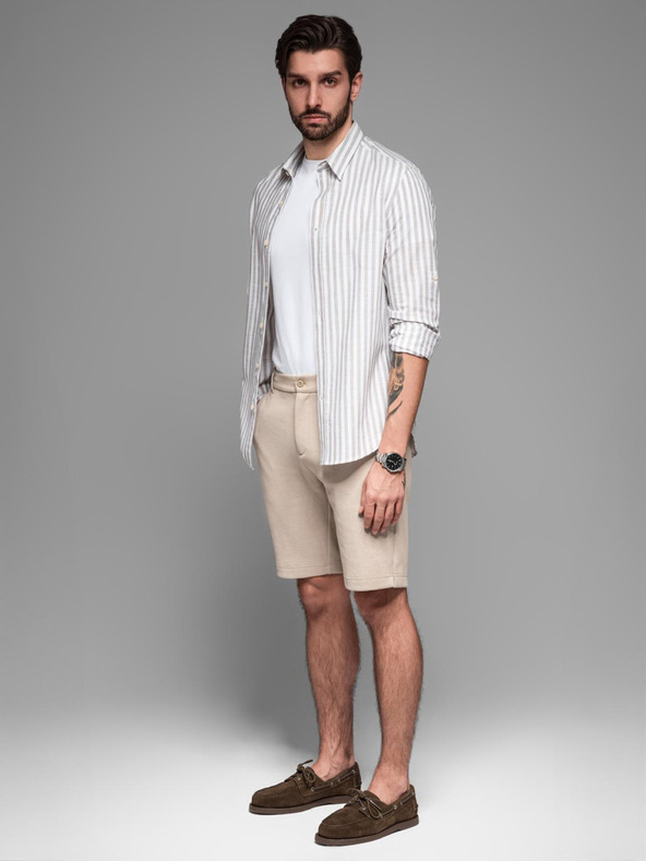 Ombre Clothing Мъжки памучни спортни панталони BASIC beige Ombre Облекло