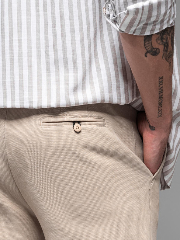 Ombre Clothing Мъжки памучни спортни панталони BASIC beige Ombre Облекло