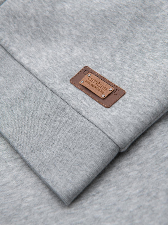 Ombre Clothing Мъжки суитшърт с качулка и копчета надолу - сив меланж V2 OM-SSZP-0186 Ombre Clothing