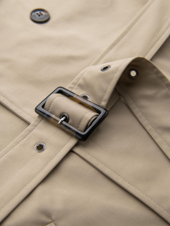 Ombre Clothing Елегантно мъжко палто SLIM FIT с колан бежово Ombre Clothing