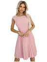 numoco Класическа рокля с колан и къс ръкав - прахово розово