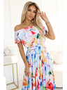 numoco Дълга лятна рокля с колан - цветна флорална шарка Numoco