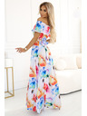 numoco Дълга лятна рокля с колан - цветна флорална шарка Numoco